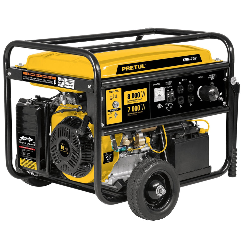 Generador eléctrico a gasolina, 7.000 W, Pretul
