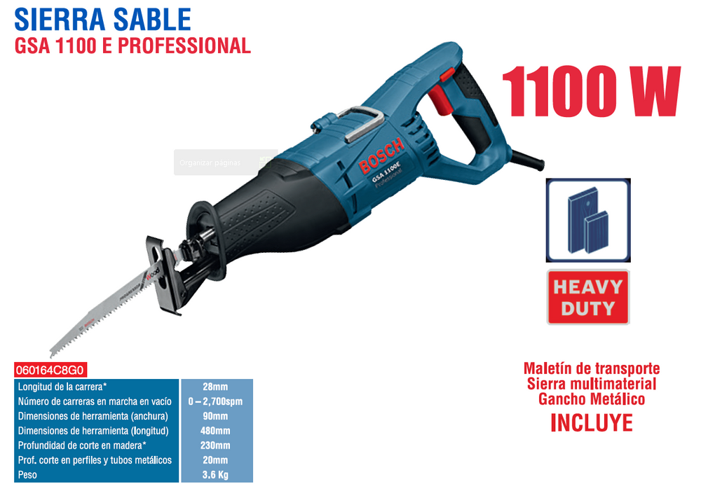 Bosch GSA 1100 E · Sierra sable